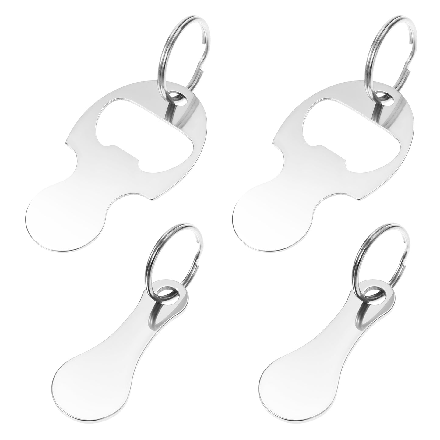 Giantree 4 Pcs Stainless Steel Shopping Trolley Tokens, Universal Shopping Trolley Tokens with Key Ring Quarter Holder Keychain Metal Shopping Trolley Keyring for Men Women Grocery Shopping Cart