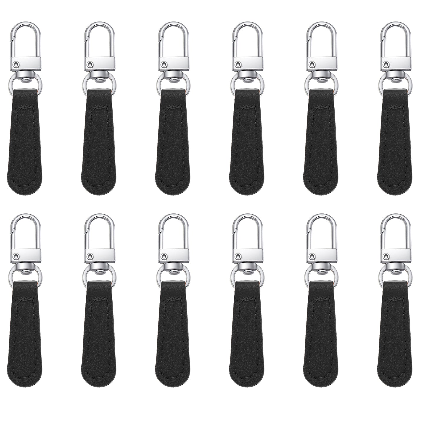 LXUEJIE 12 Pack Zipper Pull Replacement Leather Handle, Detachable Zipper Repair Tab for Backpacks, Suitcases, Luggage, Jackets, Purses, Handbags(Black)