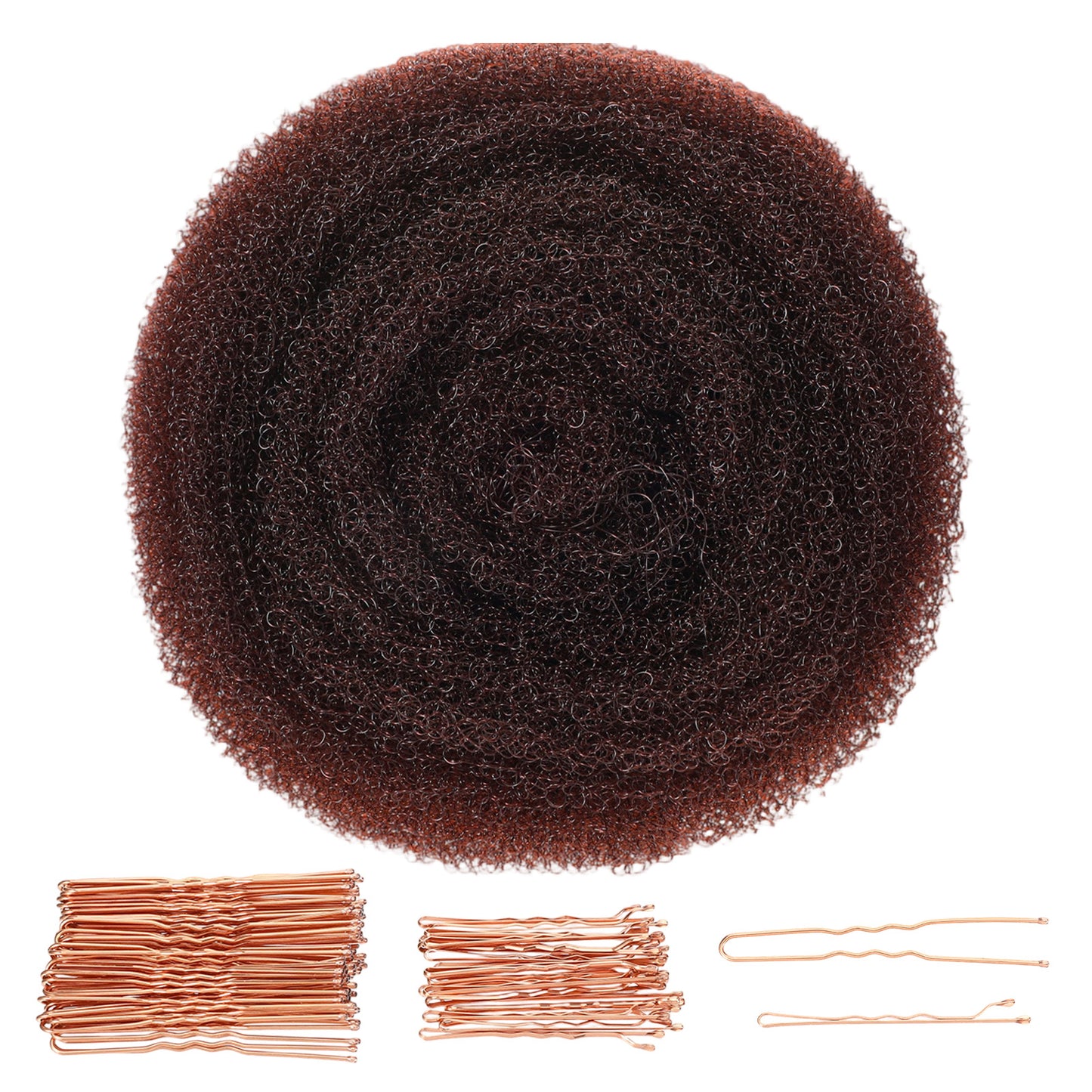 LXUEJIE Hairs Sponge for Updo & Volumes Bump Tool, Volume Bumps Insert, Hair Filler for Thin Hairs, Hair Bumps for Volume Insert Tousle Sponge with 70 Bobby Pins Salon Must-Have (Light Coffee Color)