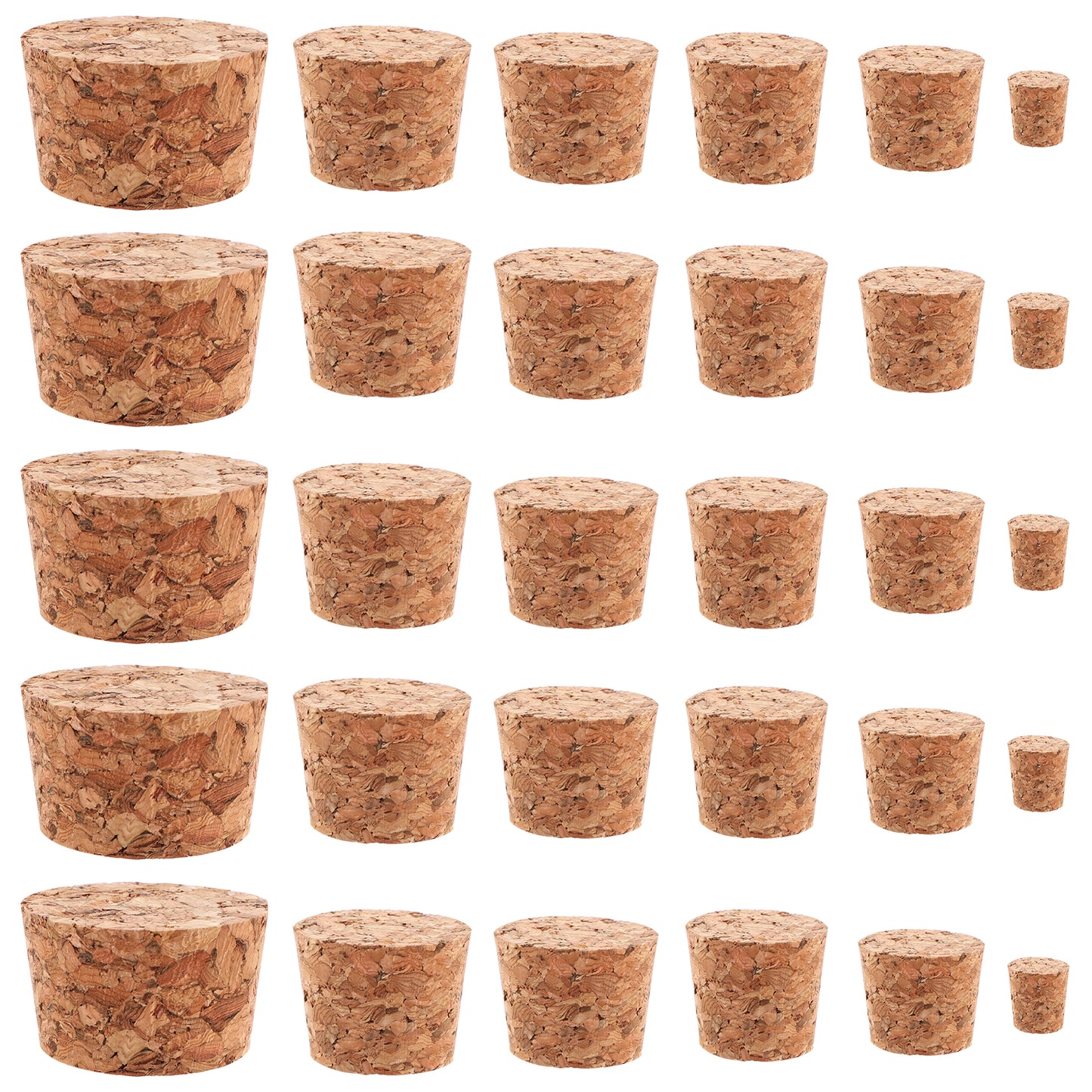 Giantree 30Pcs Cork Stoppers, 6 Sizes Wooden Tapered Cork Plugs, Wooden Tapered Wine Bottle Stoppers Replacement Corks for Wine Beer Bottle Crafts Glass Bottle