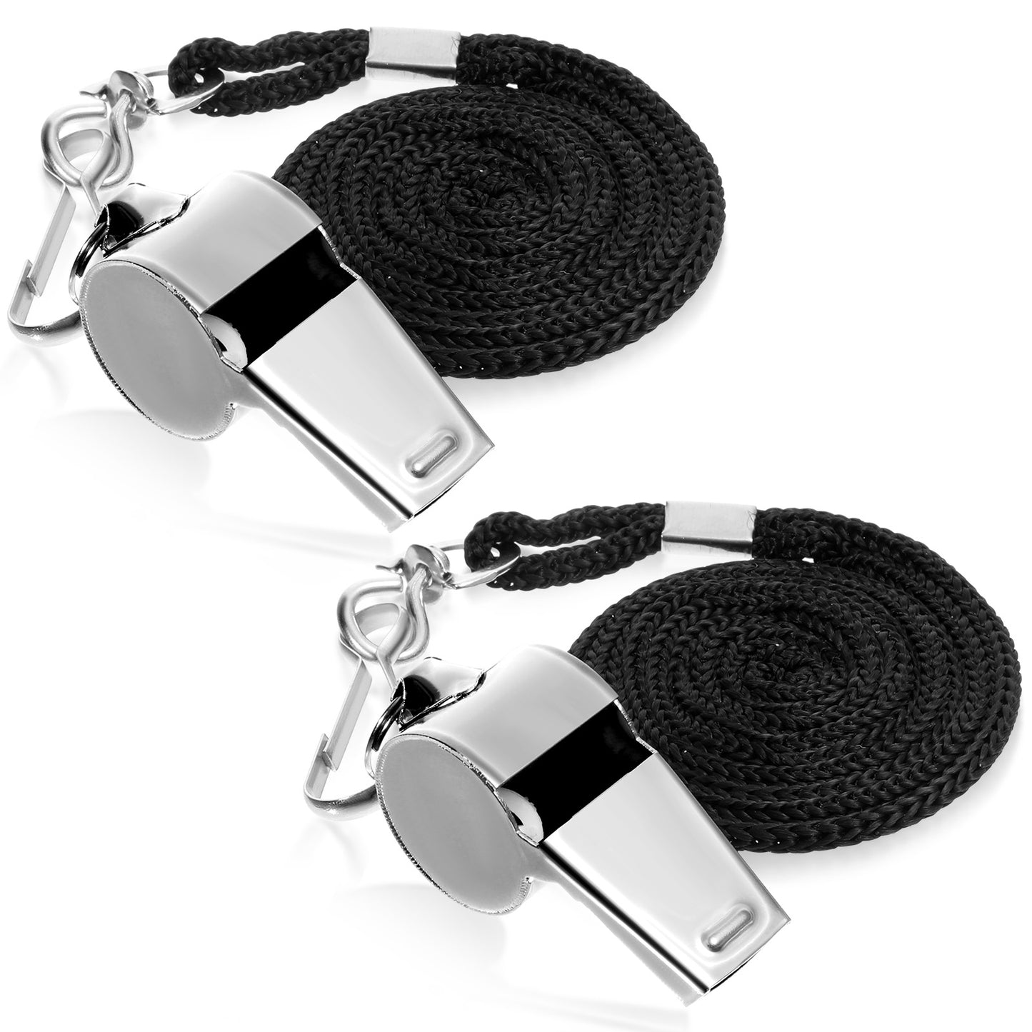 simarro 2 Pack Stainless Steel Metal Whistles with Lanyards, and Coach Whistles. Loud, and Clear Emergency Movement Whistle, Suitable for Coaches, Referees, Sports Teachers, Emergencies(Silver)