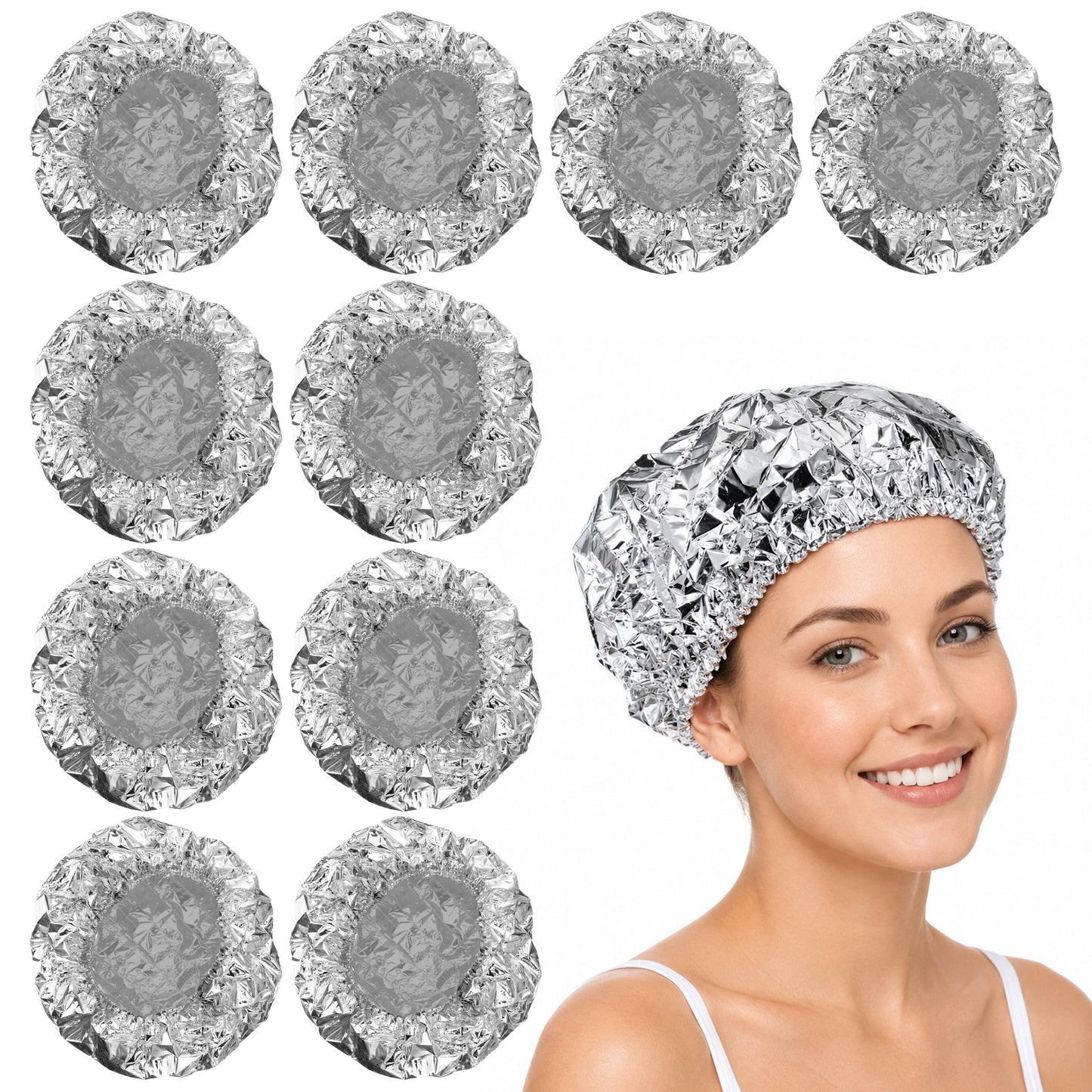 SULIKJHUI 10PCS Reusable Aluminum Foil Heat Cap for Deep Conditioning