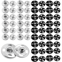 TIESOME 100 Pcs Metal Snap Buttons, 8.5mm (0.33 Inch) Sew On Snap Fasteners for Jeans, Coats & Sewing DIY, Durable Copper Metal Snaps for Fabric (Silver, Black)