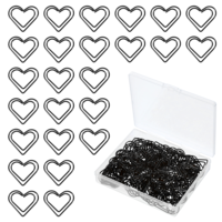 Giantree 100Pcs Love Heart Shaped Paper Clips, Small Paper Clips Cute Paper Clips, Cross Paper Clips, Stainless Steel Metal Paper Clips Bookmarks for Document, Note, Wedding Decoration, Crafts(Black)