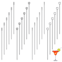 SHENLIU 24 PCS Cocktail Picks, Metal Cocktail Sticks Stainless Steel Toothpicks Reusable Olive Skewers for Drinks Cocktails Appetizers Fruit Skewers