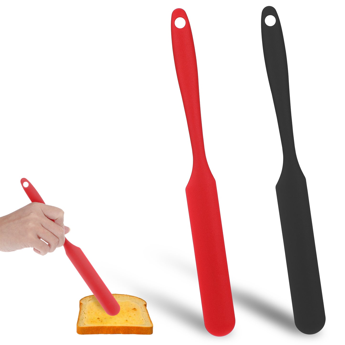 simarro 2 Pcs Silicone Jar Spatulas, Blender Spatula Long Handle Heat Resistant Kitchen Spatulas Sourdough Stirring Stick Jam Spreader for Scraping Lcing Bread Baking, Spreading, Mixing