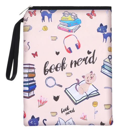 HJZHII Waterproof Book Sleeve, Just One More Chapter Book Covers with Zipper and Front Pocket Washable Books Protector for Readers Lovers Gifts Books Accessories for Travel(Pink)