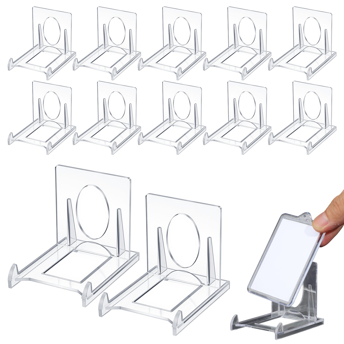 GEEHUA 12PCS Mini Acrylic Plastic Display Stands, Adjustable Card Display Stand Clear Acrylic Easel Stands Book Displays Stand for Photos Books Cards Collectibles