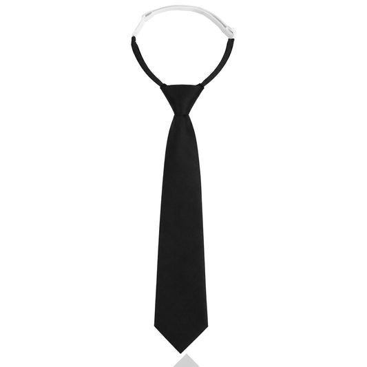 MBAIYO Black Ties for Women, Pre-tied Adjustable Neck Tie Skinny Necktie for Uniforms Weddings Graduation,14.5 x 3.15