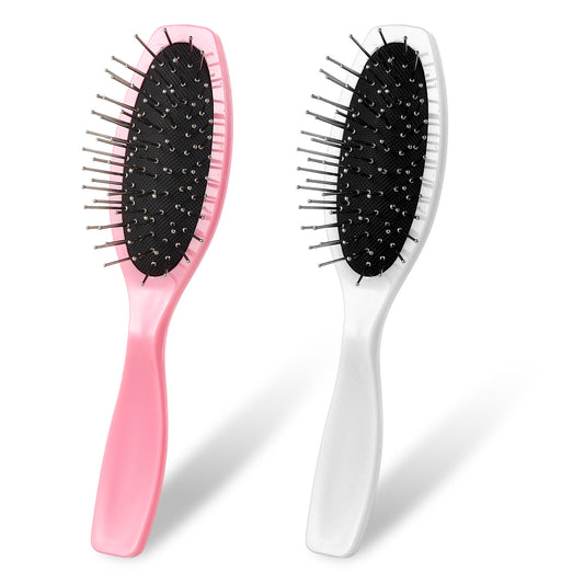JJUNW 2 Pcs Wig Brush For Women, Doll Hair Brush Stainless Steel Wig Wire Detangling Brushes, Portable Detangler Hairbrush For Synthetic Hair Wigs And Human Accessories