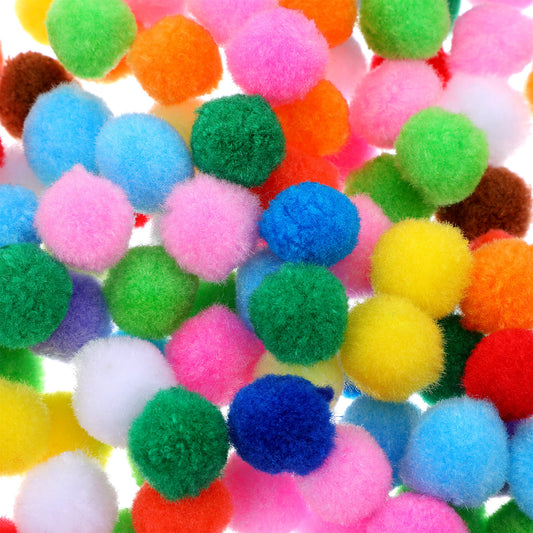 JJUNW 200Pcs Pom Poms Balls for Crafts, Fuzzy Pompom Balls, Multicolor Fuzzy Ball for DIY Arts Craft Making Projects Home Party Decorations