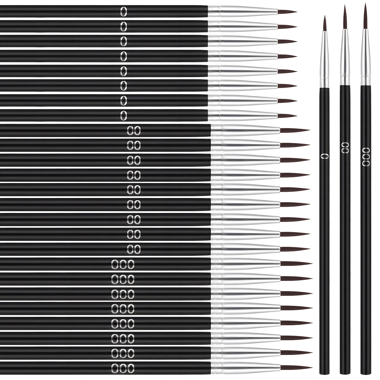 TIESOME 30Pcs Tiny Detail Paint Brushes Fine Paint Brushes Set with 3 Size #0#00#000 Liner Brush for Miniature Model Crafts Watercolor Acrylics Oil(60)
