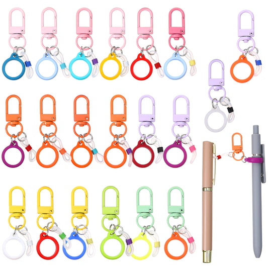 Amaxiu 20 Pcs Mini Coloured Pen Clips, Pen Holder Lanyard, Pen Converter, Silicone Pens Holder for Lanyard, Nurse Badge Reel Accessory Retractable Badge Holder for Nurses