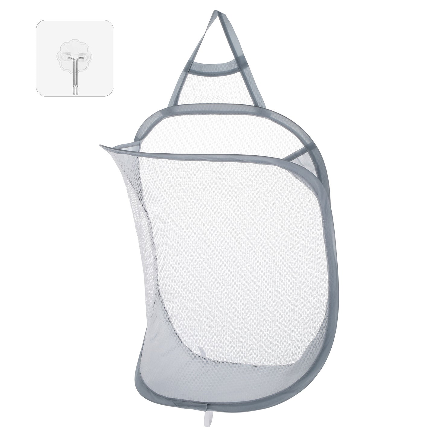 Molain Mesh Collapsible Small Wall Laundry Baskets, Hanging Laundry Hamper Hanging Clothes Hamper Baskets for Home Hotel Travel Camping University Dormitory(Grey)