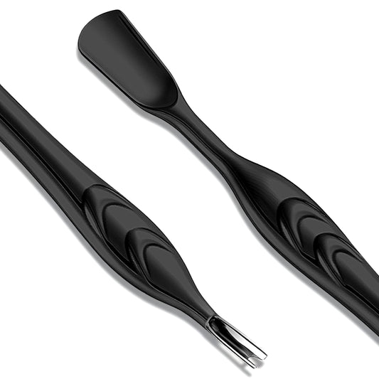MBAIYO Cuticle Pusher with Trimmer, Dual-Ended Cuticle Trimmer Nail Care Tool Stainless Steel Cuticle Remover Tool with Fork for Manicures and Pedicures Nail Care Tools(Black)