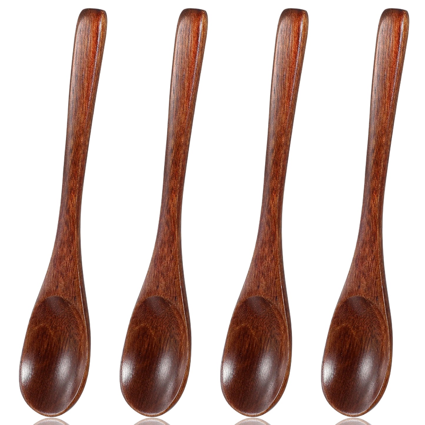 Molain 4 Pcs Wooden Spoons for Eating, 5.9 Inch Small Wooden Spoons, Hardwood Korean Spoon for Honey Tea Coffee Soup & Stirring Wood Kitchen Utensils