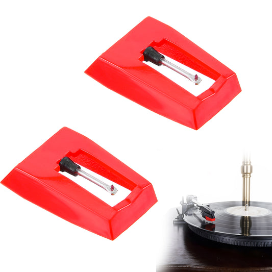 MBAIYO 2 Pack Record Player Needles Replacement, Record Player Needles with 1pc Stylus Cleaning Brush Record Needle Turntable Needles Stylus for Crosley Victrola Boytone Ion Jenson Vinyl Players