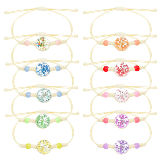 JIYIN Braided Friendship Bracelets for Girls, 10Pcs Adjustable Handmade Braided Friendship Bracelets, Colorful Flowers Tree of Life Shell Bracelet, Perfect for Women Teen Girls Birthday Party Favors