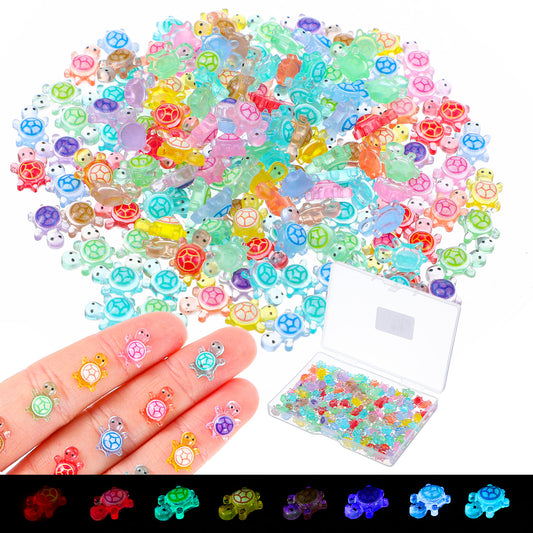 TIESOME 200PCS Mini Resin Turtles, Mini Resin Animals Tiny Turtles for Crafts Glow in The Dark Miniature Turtle Dollhouse Small Animals Figures for Fairy Garden Ocean Party Favor Landscaping Decoratio