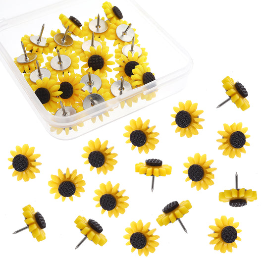 Molain Push Pins, Sunflower Thumbtacks Decorative Tacks and Push Pins Cork Board Tacks for Photos Wall Drawing PaperBulletin Boards Cork Boards Offices Schools Thumb Tacks (50Pcs)