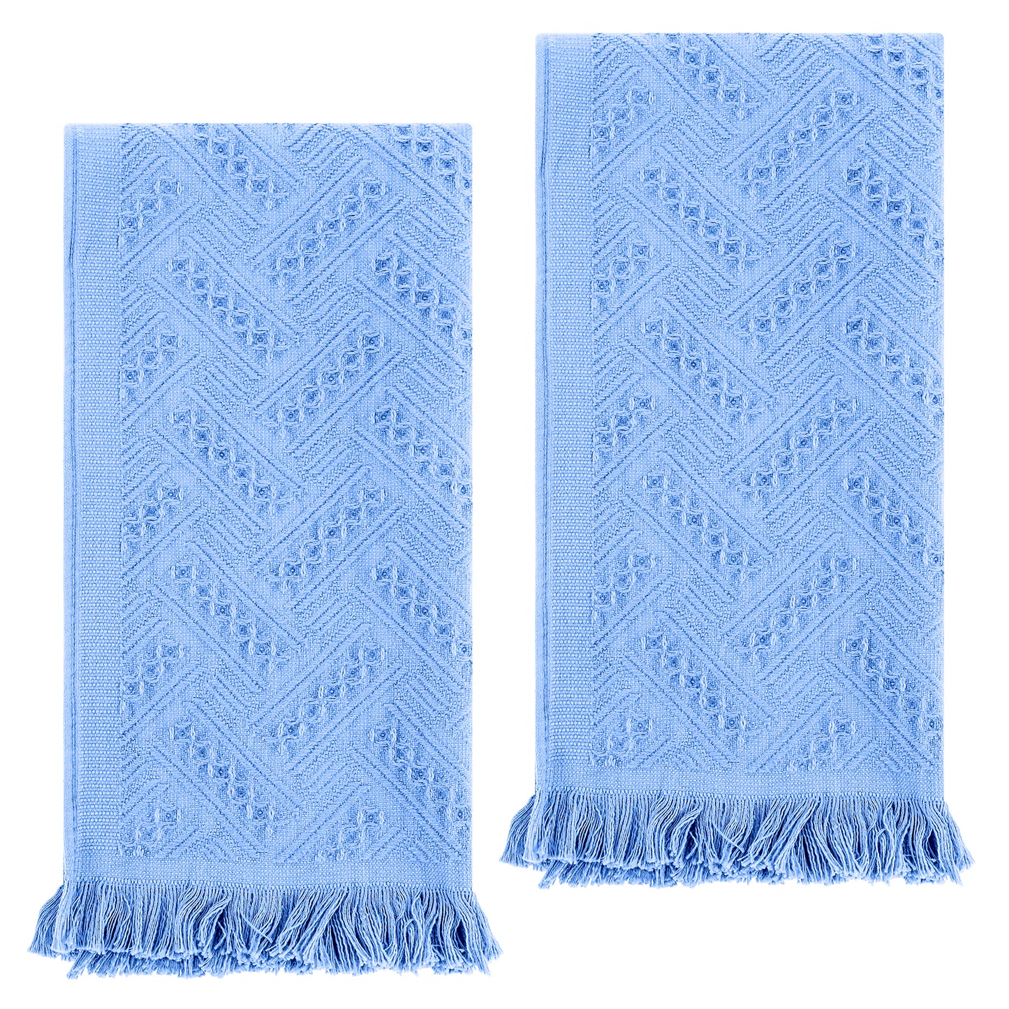 AOZUO 2 Pcs Hand Towels Bathroom, 30×13 Inch Boho Decorative Hand Towels Turkish Absorbent Soft Face Towel for Boho Bathroom Decor Farmhouse Kitchen Hotel Spa Guest (Blue)