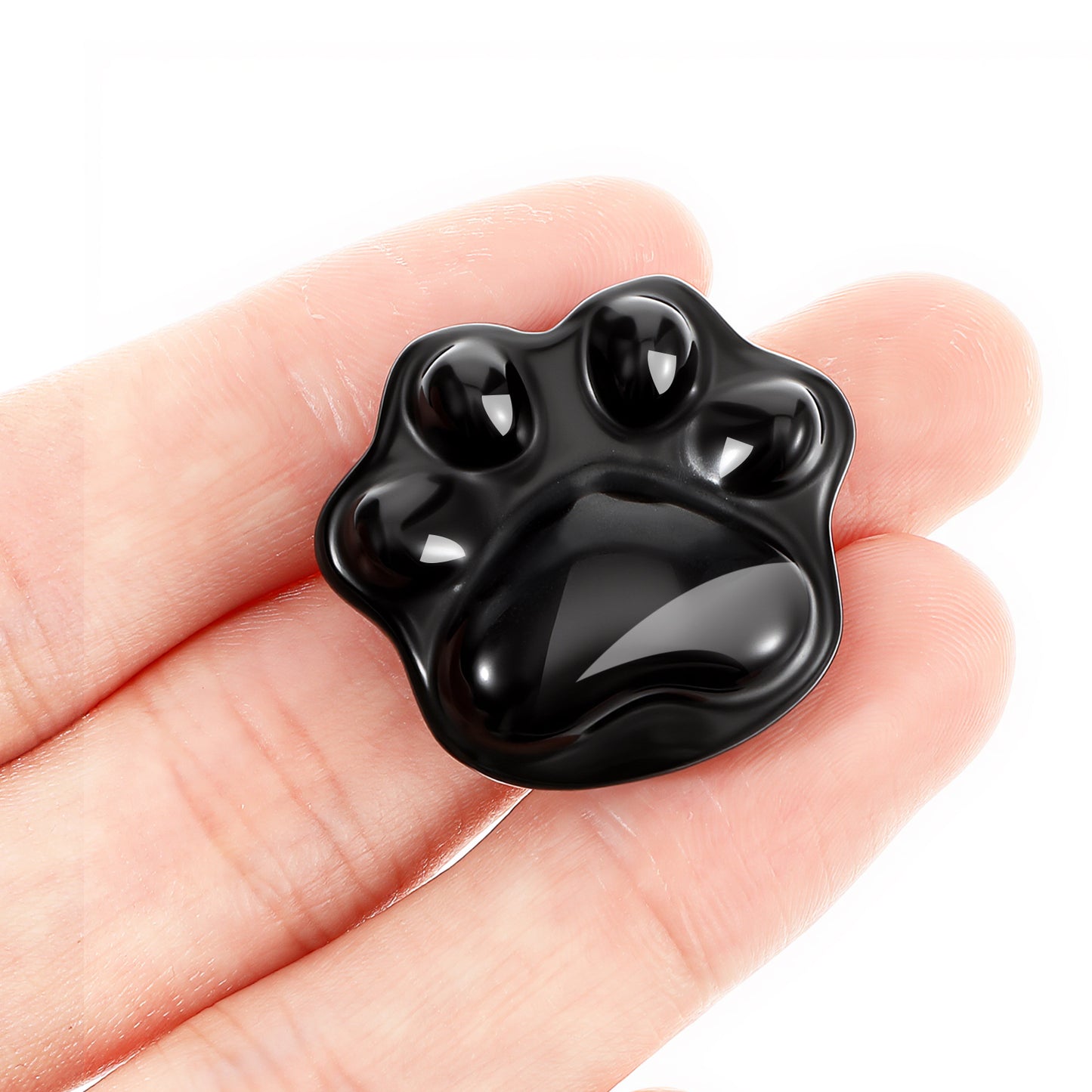 DOPENSPI Cat Paw Worry Stone for Anxiety Crystals, Hand Carved Cat Paw Obsidian Crystals Decorative Natural Stone Meditation Reiki Palm Stones Meditation Crystal for Relief Anxiety