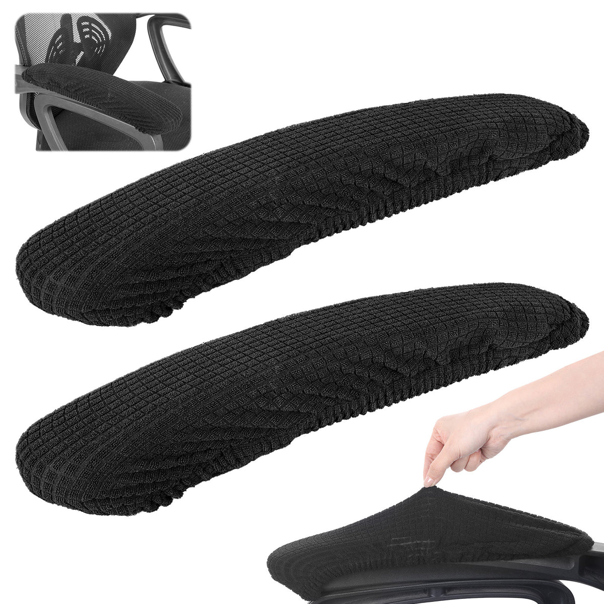 DOPENSPI 2Pcs Office Chair Armrest Covers, Office Removable Arm Rest Cover