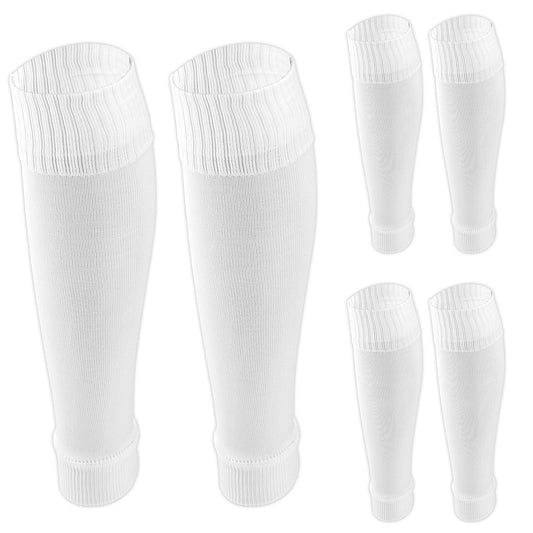 LXUEJIE 3 Pairs Soccer Sleeves for Grip Socks,15 Inch Nylon Soccer Sleeve Leg Sleeves, Elastic Football Grip Socks Case for Men, Shin Guard Sleeve White, Anti-Slip Support for Shin Guards