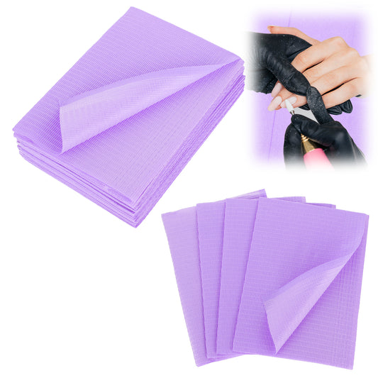 cobee 20 Pcs Disposable Nail Mats, Waterproof Purple Tissue for Manicurists, Nail Towel Cleaning Pads Table Pads Foldable for Dedicated Nail Tables, Tattoo Accessories(Purple)