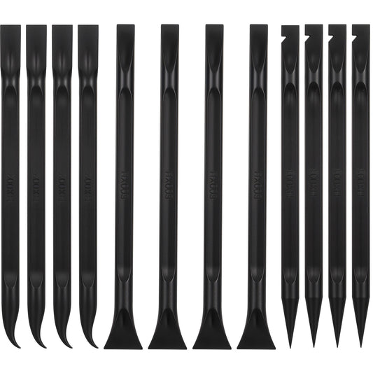 TIESOME 12 PCS Carbon Fiber Plastic Scraper Tool Set, Non-Scratch Multi-Purpose Scrapers Detailing Tools for Tight Spaces Crevice Cleaning Stickers Labels Car Kitchen Black