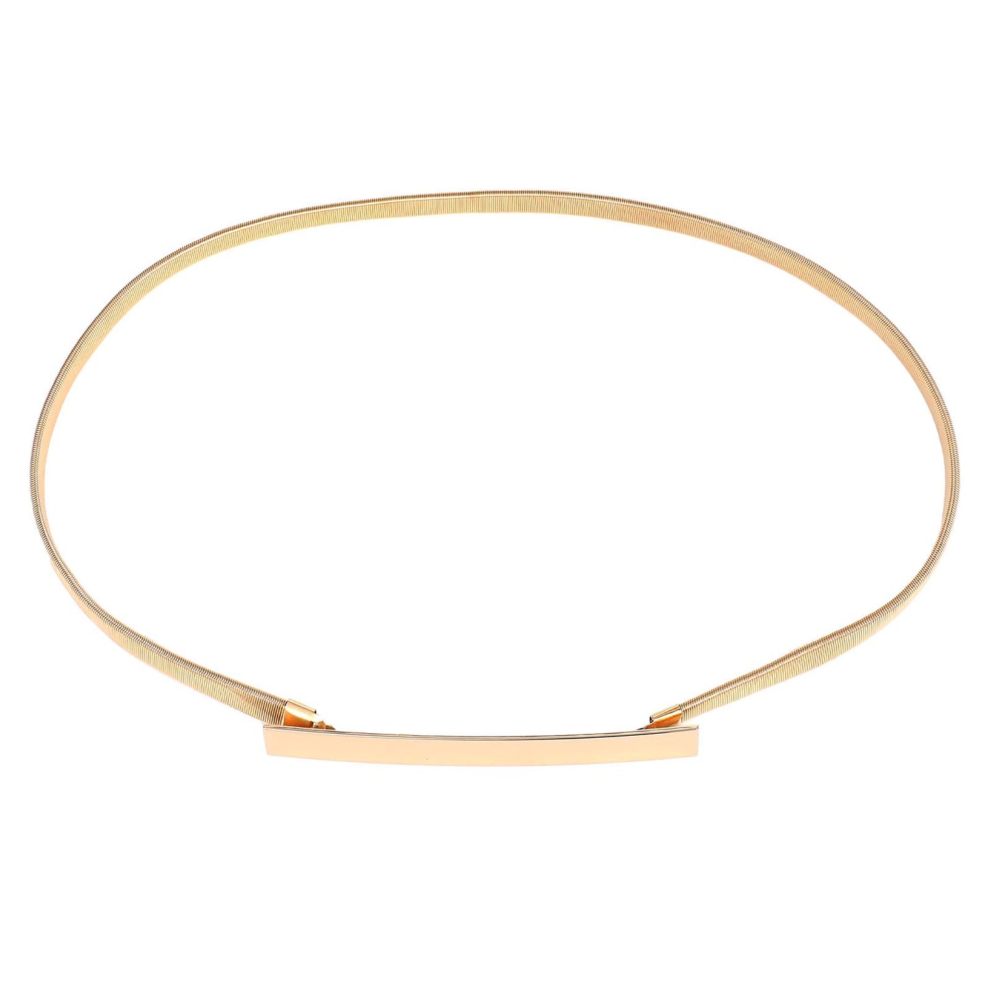 AOZUO Skinny Metal Cinch Belt for Women, Gold Stretch Thin Waist Belt Adjustable Elastic Belt for Dress
