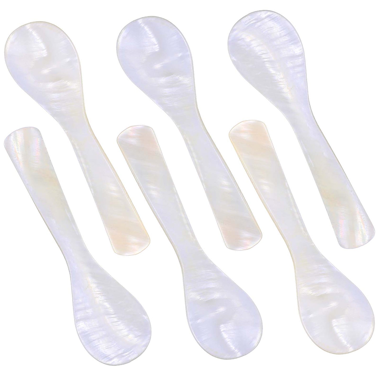 HJZHII 6 Pcs Caviar Spoons, Mother of Pearl Spoon Ice Cream Spoons Shell Spoon for Seasoning Hand Craft Round Handles for Salt Sugar Cake Coffee Sauce Restaurant Serving Sets Dishes for Customer