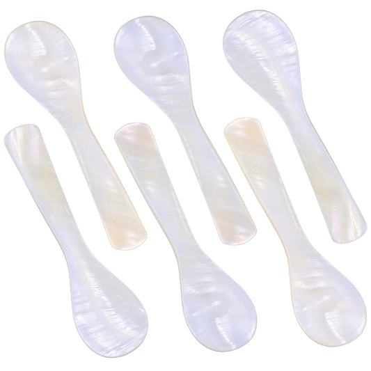 HJZHII 6 Pcs Caviar Spoons, Mother of Pearl Spoon Ice Cream Spoons Shell Spoon for Seasoning Hand Craft Round Handles for Salt Sugar Cake Coffee Sauce Restaurant Serving Sets Dishes for Customer