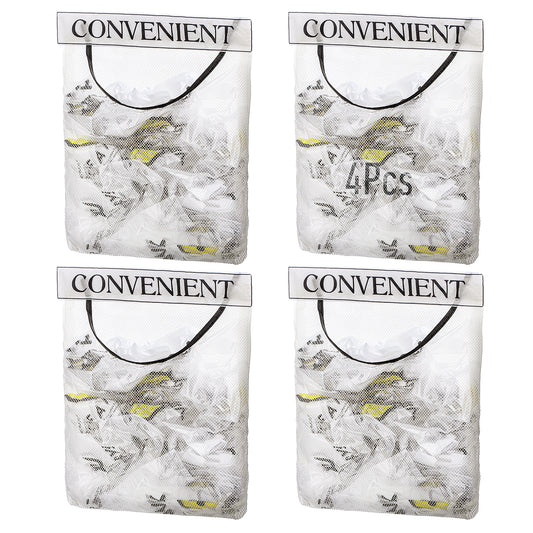 HJZHII 4 Pcs Sticky Wall Mount Mesh Trash Bag, Plastic Garbage Bag Holder Dispenser Mesh Convenient Storage Organizer for Home Kitchen Grocery Reusable Produce Tote Shopping Bag