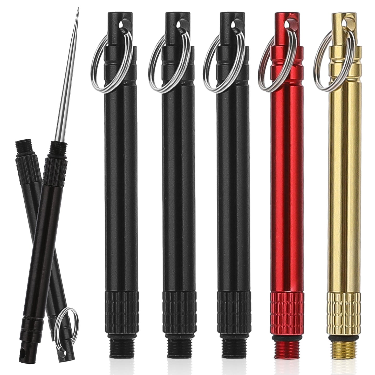Giantree 6 PCS Portable Toothpicks, Metal Titanium Toothpicks, Reusable Toothpicks, Pocket Toothpicks with Keychain Dental Picks Fruit Toothpicks for Travel Picnic Camping (Color B)