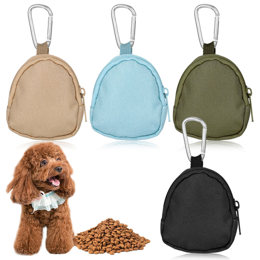 Cobee 4 Pcs Small Dog Treat Bag, Dog Training Reward Pouch Waterproof Dogs Snack Pouch Reusable Dogs Treats Container with Carabiner Hand-Free Pocket Walking Treat Bags for Pet Walking Daily Use