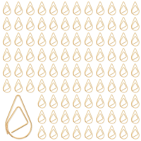 BOHUIZ 200 Pcs Gold Water Drop Paper Clips, Small Paperclips Metal Teardrop Paperclips Decorative Paper Clips for Office School Supplies Wedding Invitations Crafts Scrapbooking Bookmarks(16 x 25mm)