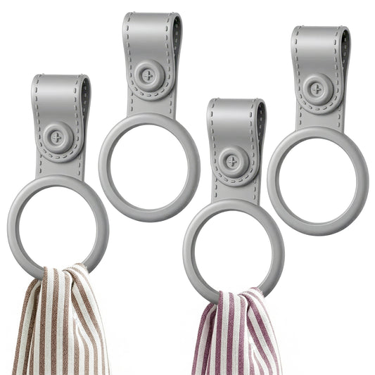 MBAIYO 4 Pack Silicone Kitchen Towel Holder - Adjustable Non-Slip Towel Clips for Oven Handle, Cabinet, Stove & Bathroom Rods Heat Resistant Dish Cloth Towels Clips Holder for Kitchen(Grey)