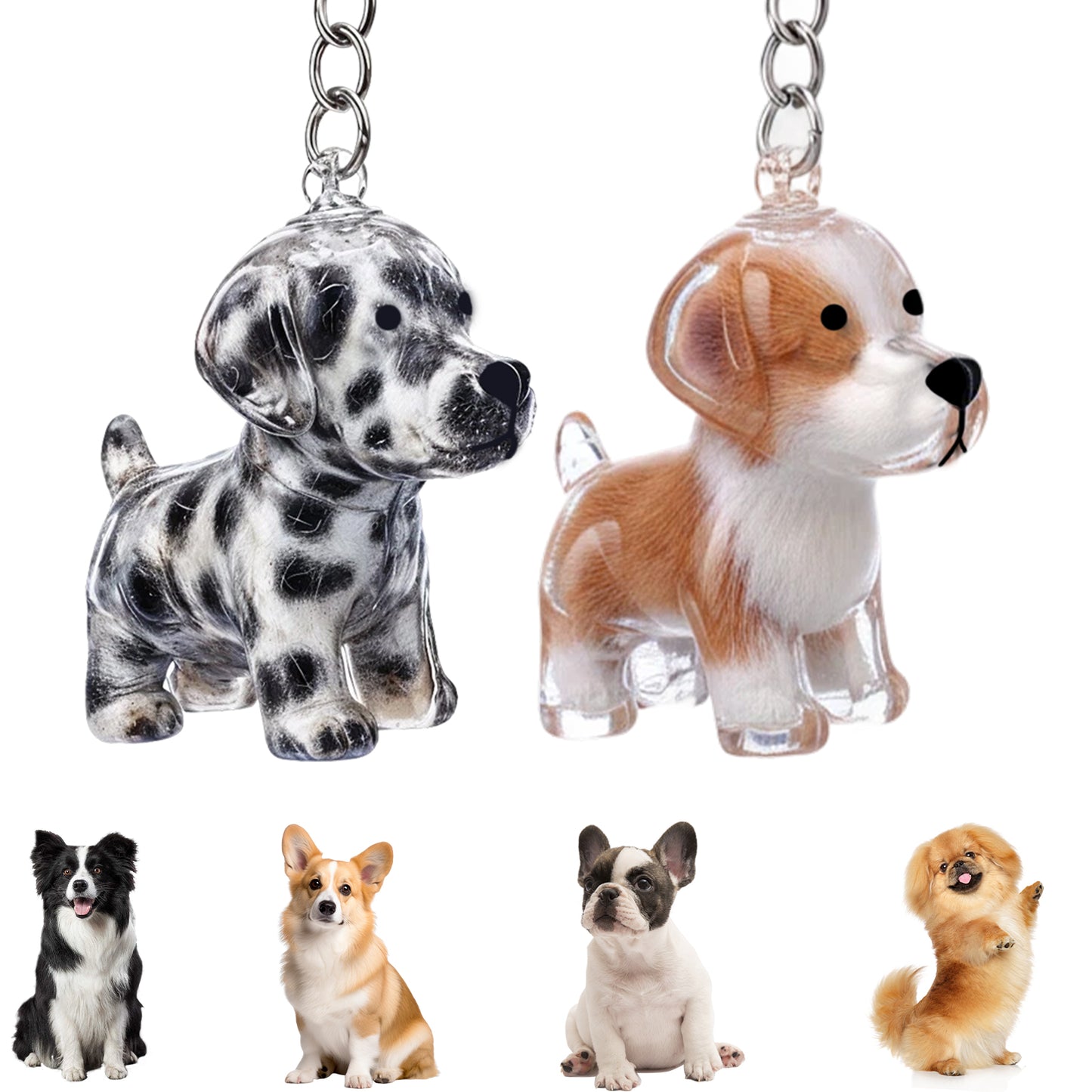 WJIAAA 2 Pcs Dog Fur Keepsake Keychain, Pet Hair Collector Keychain Charm Memorial Storage Box, Transparent Keepsake Collector Portable Memory Capsule with Keyring for Pet Lovers