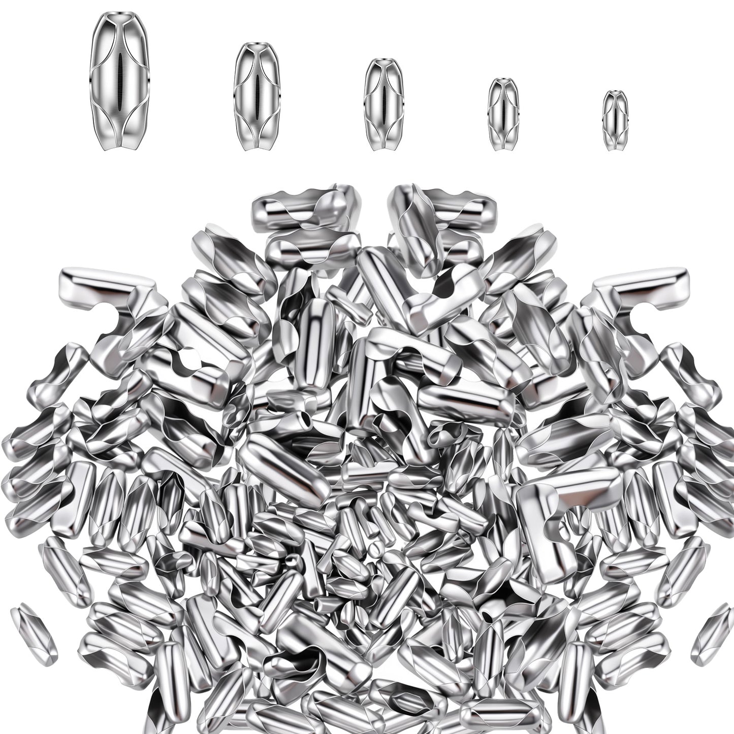 Amaxiu 150Pcs Silver Ball Chain Connectors,Beaded Pull Cord Chain Connector