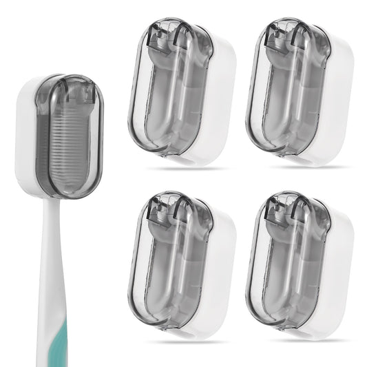 cobee 4 Pcs Toothbrush Head Covers, Portable Toothbrush Cap Toothbrush Holders Travel Protector, Electric Toothbrush Cover for Household Travel, Bathroom, Gym(Gray)