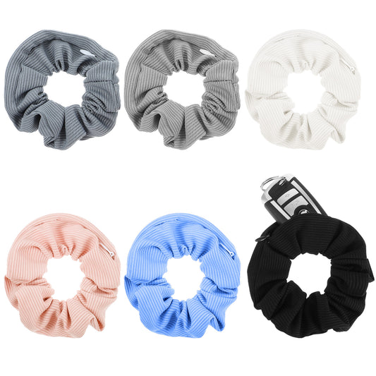 HJZHII 6PCS Pocket Scrunchie, Hidden Zipper Scrunchies Hair Ties Stash Scrunchy Large Ponytail Holder Hairs Accessories with Hidden Pocket for Women Girls All Hair Type