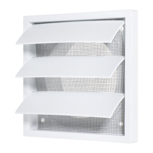 Amabro 4 Inch/100mm Air Vent Cover Gravity Grille Louvred Wall Vent with Flyscreen Mounting Screws Fit for Extractor Fan Garage Bathroom Kitchen Tumble Dryer Outside Wall (140x140mm)