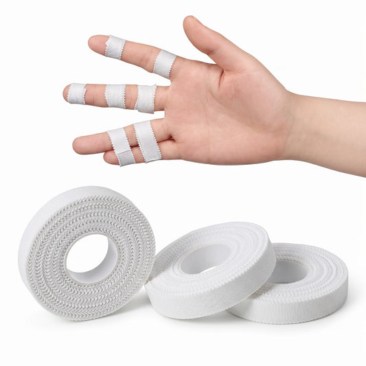 JJUNW 3Rolls White Finger Tape, 0.5in×32ft Athletic Tape for Fingers Toes