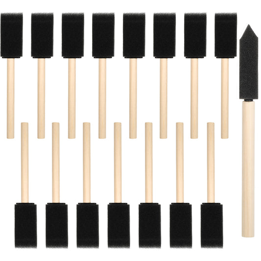 BOHUIZ 18 Pcs 1 Inch Foam Paint Brushes, Wood Handle Sponge Brushes Paint Sponges Set, Foam Brush for Painting, Wood Handle Sponge Brush for Staining, Painting Tools for Crafts, DIY Projects