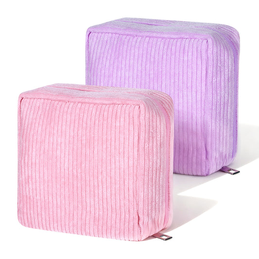 LXUEJIE 2 Pcs Menstrual Bags for Teen Girls, Period Bag for Teen Girls, Mini Corduroy Travel Period Bag for Sanitary Napkin, Corduroy Sanitary Napkin Storage Bags Tampon Holder for Women Purse