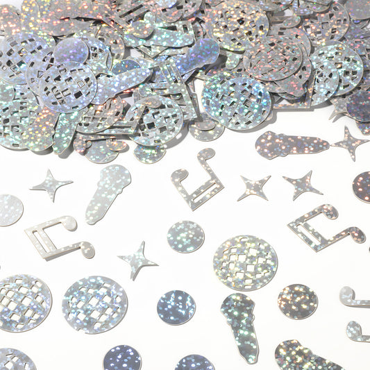 HJZHII 200Pcs Disco Confetti, Glitter Disco Ball Table Confetti Mini Discos Ball Music Note Confettis Discos Balls Party Decorations for 70s 80s Hippie Birthday Music Partys Table Decor Supplies