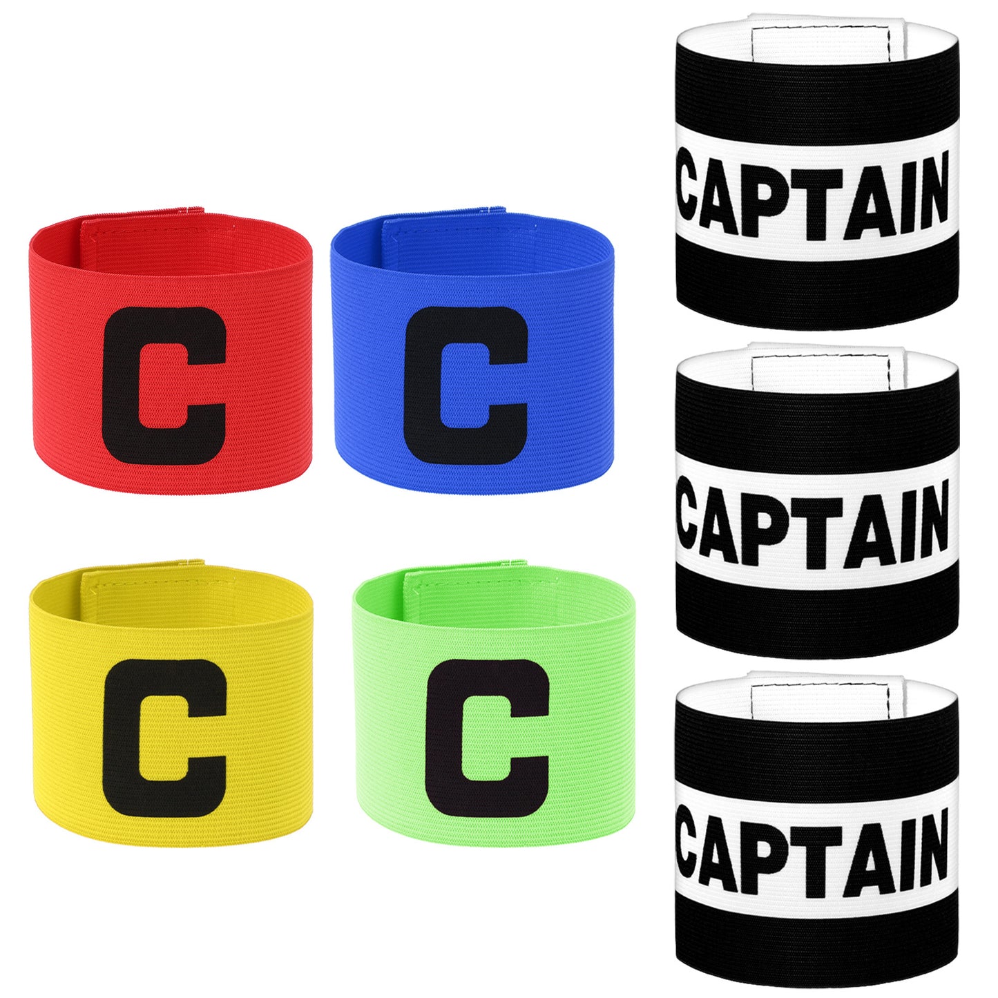XLIUAX 7Pcs Soccer Captain Armband, Multicoloured Elastic Captain Bands Soccer, Adjustable Leader Team Sport Armband for Team Sports Football Basketball Volleyball Arm Bands