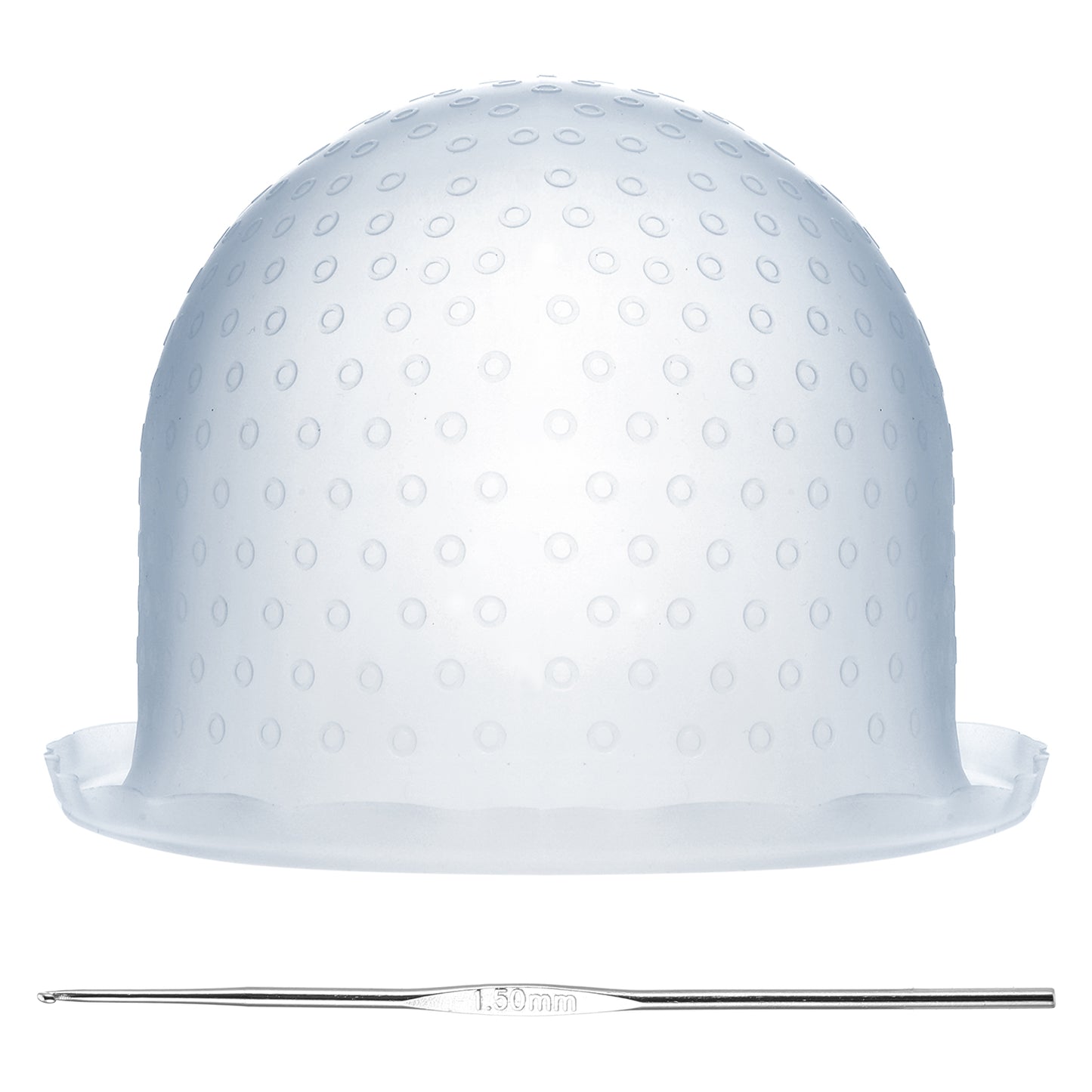 MBAIYO Punched Silicone Highlight Hair Cap with Needle, Professional Reusable Highlighting Poked Hole Cap for Color Hair Salon Hairdressing Dyeing Staining Tools for Women and Men(Blue)