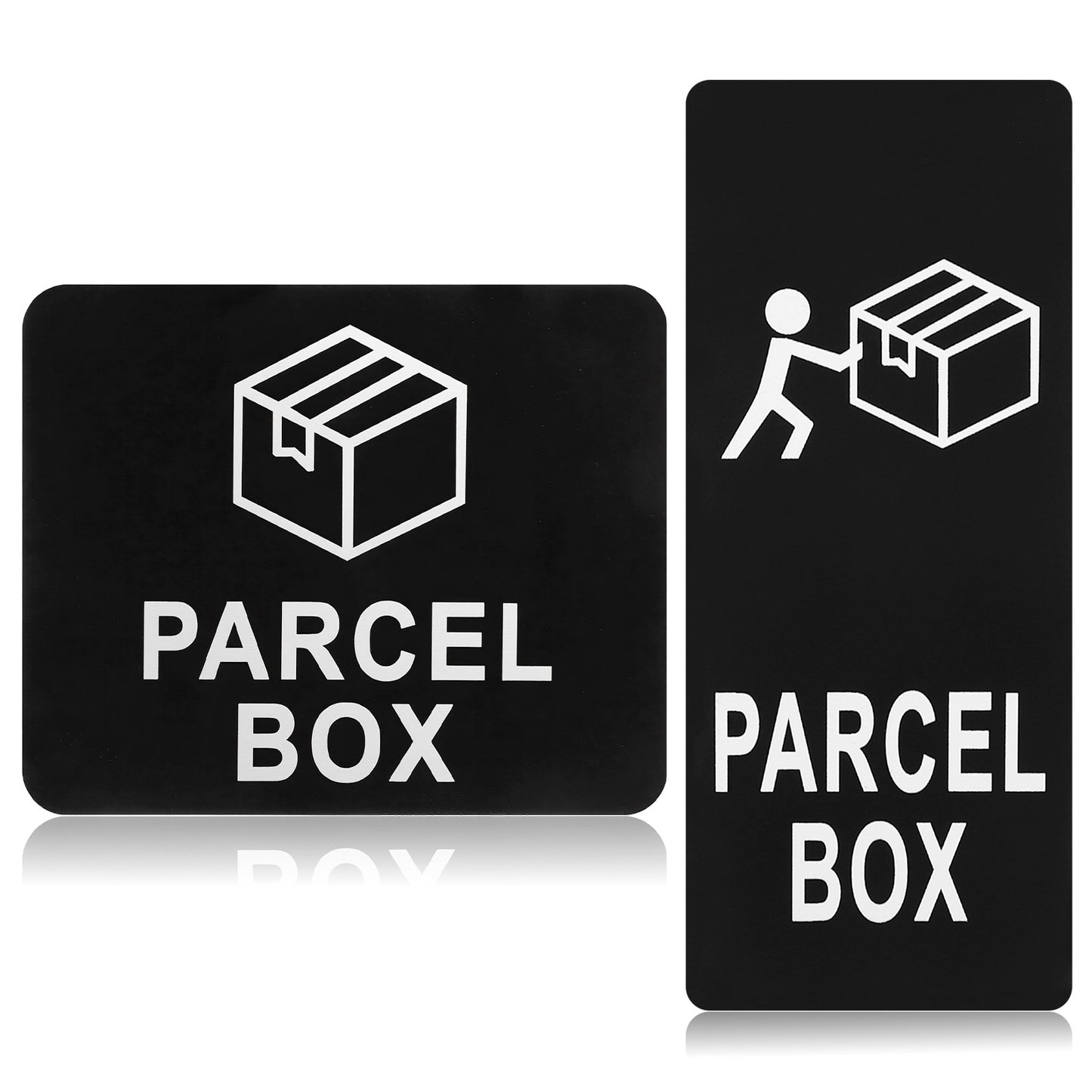 WJIAAA 2pcs Parcel Box Sign Adhesive 11x9/12x5 cm Black Parcel Box Sign Deliveries Waterproof Self Adhesive Acrylic for House Office Mail Boxes, Accurate Put delivery, No Longer Lose The Parcels